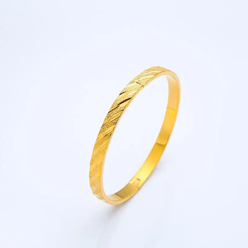 Wholesale Jewelry-- Embroidery Bangles and Bracelets 58mm For Women Wedding Jewelry Pure Gold Color 3