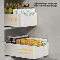 New Kitchen Storage Rack with Slide Rails Pull-out Kitchen Drawer Type Storage Tray Spice Box Storage Rack Cabinets Organizer 2