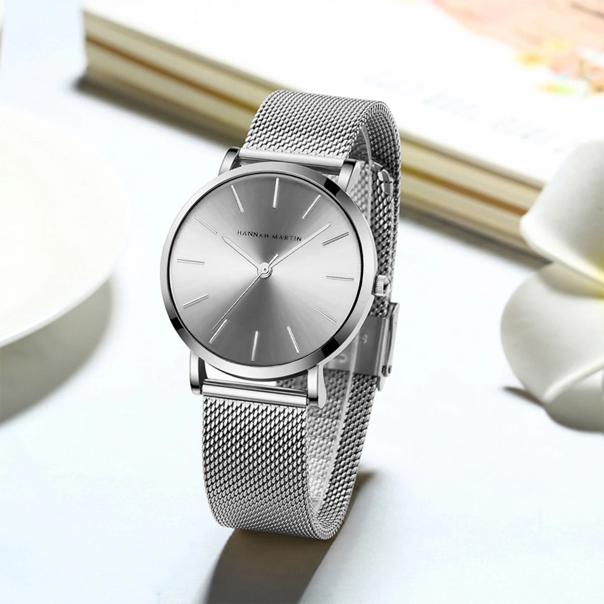 Rose Gold Mesh Women's Bracelet Watch Set – Elegant Japan Quartz Movement Stainless Steel Timepiece