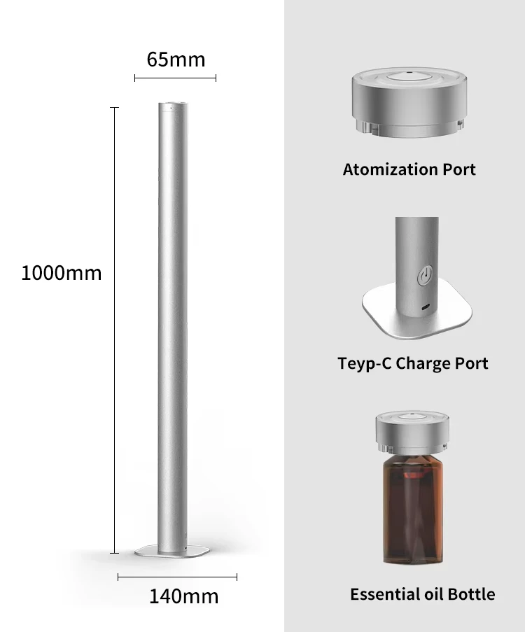 Aluminum Alloy 2-Fluid Aroma Diffuser 300m³ Coverage APP Control 4 Timers Type-C