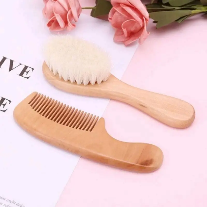 Baby Care Set Hair Brush Comb Wooden Brush for Baby Shower Newborn Infant Comb Head Massager