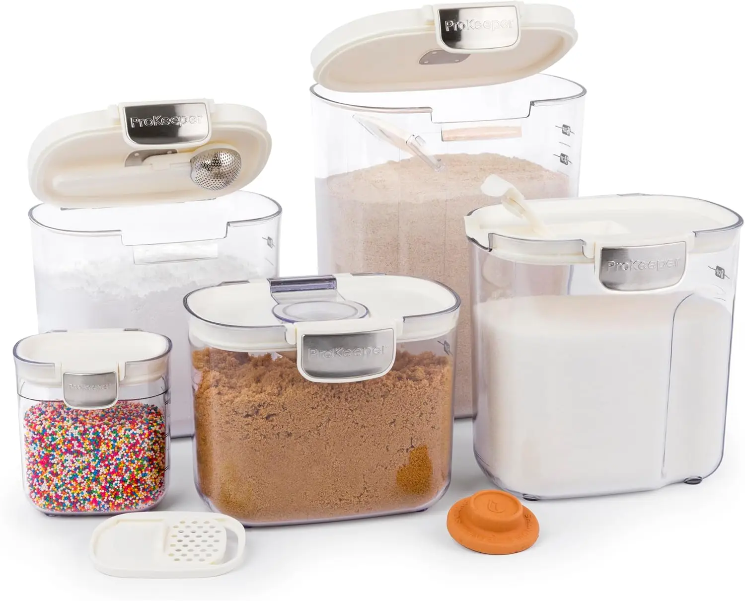 9 Piece Clear Plastic Airtight Food Flour and Sugar Baker's Kitchen Storage Organization Container Canister 4