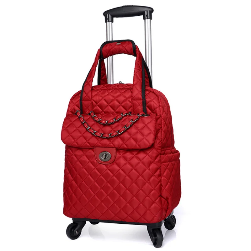 2023 Red/20 Inch Women carry on hand Luggage bag Cabin travel Trolley Bags wheels rolling