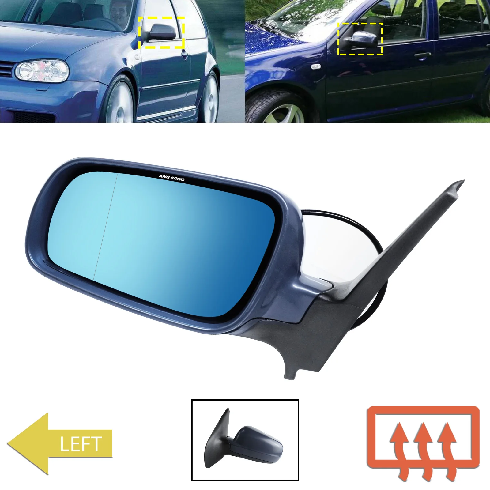 VW 골프 Mk4 1997-2004 문짝 윙 미러, 가열 전기 프라이밍 왼손 측면