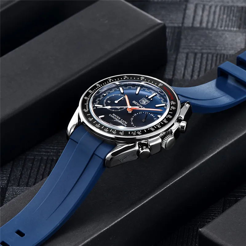 BENYAR Orologio Uomo Cronografo Al Quarzo: Quadrante Analogico In Acciaio, Impermeabile 3ATM, Con Funzione Data E Luci Notturne – Regalo Ideale