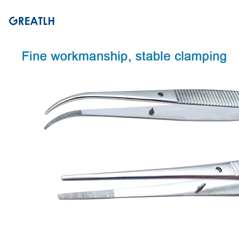 Ophthalmic Surgical Instruments Stainless Ophthalmic Medical Forceps Surgical Clmap Straight Curved Tweezers with Teeth