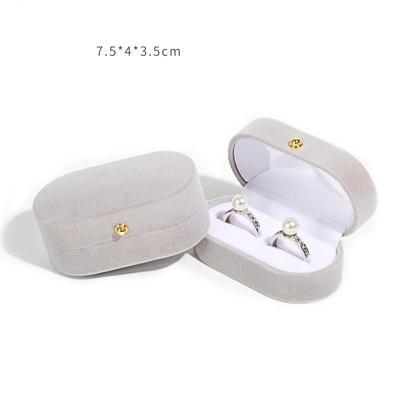 High-grade Double Slot Ring Box Jewelry Box for Wedding Proposal Engagement Ring Gift Storage Velvet Jewelry Organizer Box