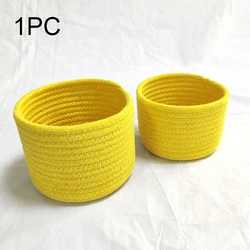 Nordic Woven Cotton Rope Storage Baskets - Stylish Organizer for Toys, Keys, and Snacks (Yellow)