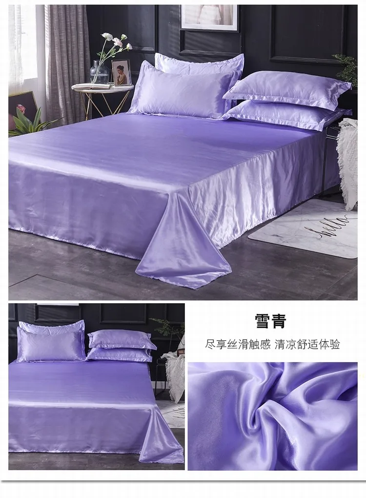 Hochwertige Satin-Bettwäsche, Weiche und Komfortable Einfarbige Laken, Luxuriöses Einzel- und Doppelbett-Bettwäsche-Set – Detail 17