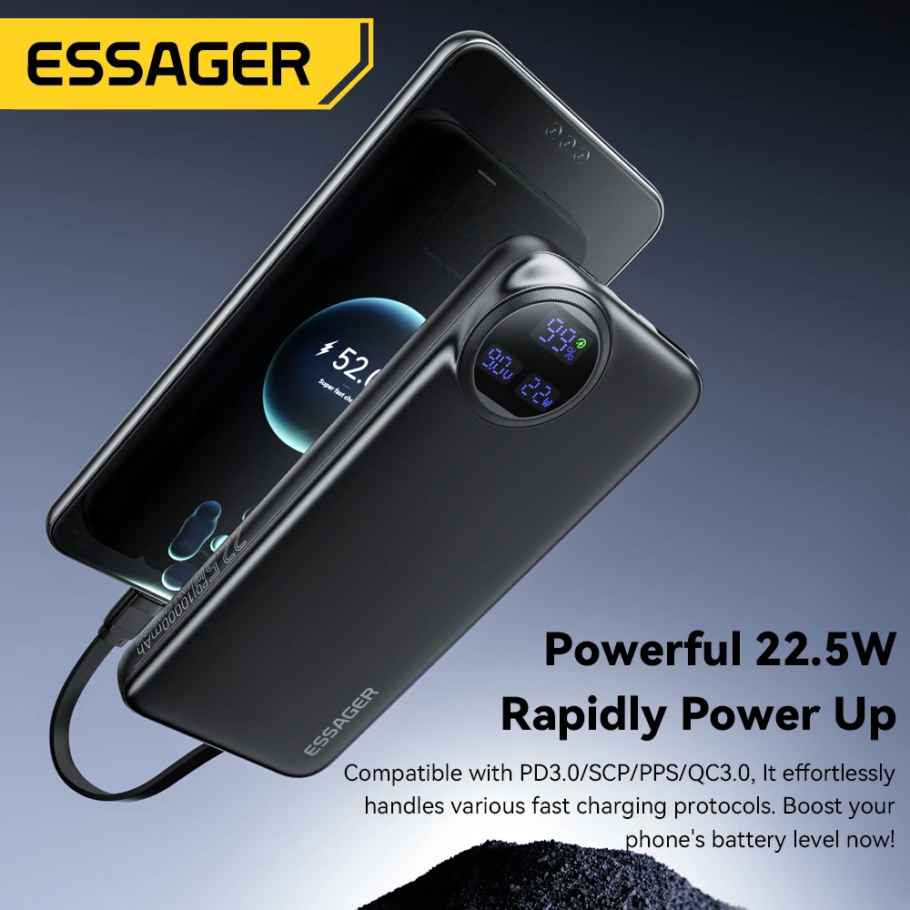 Essager Power Bank 30000mAh 22.5W PD Fast Charging Portable Powerbank 20000mAh/10000mAh For iPhone 16 15 14pro Max Huawei Xiaomi