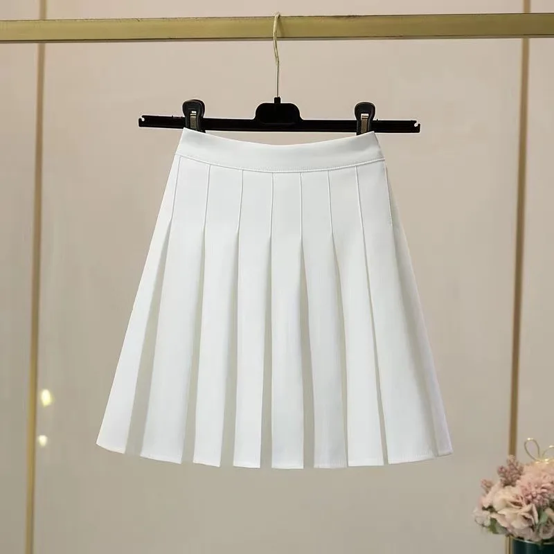 Summer high-waisted skirt sexy miniskirt retro pleated skirt Korean tennis white black miniskirt