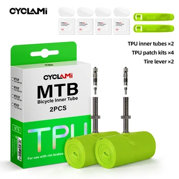 CYCLAMI Camera d'aria per bici Tubo flessibile in TPU ultraleggero Valvola Presta in metallo FV Accessori bici rimovibili per montagna 1.9 2.5 MTB 29 27.5 26