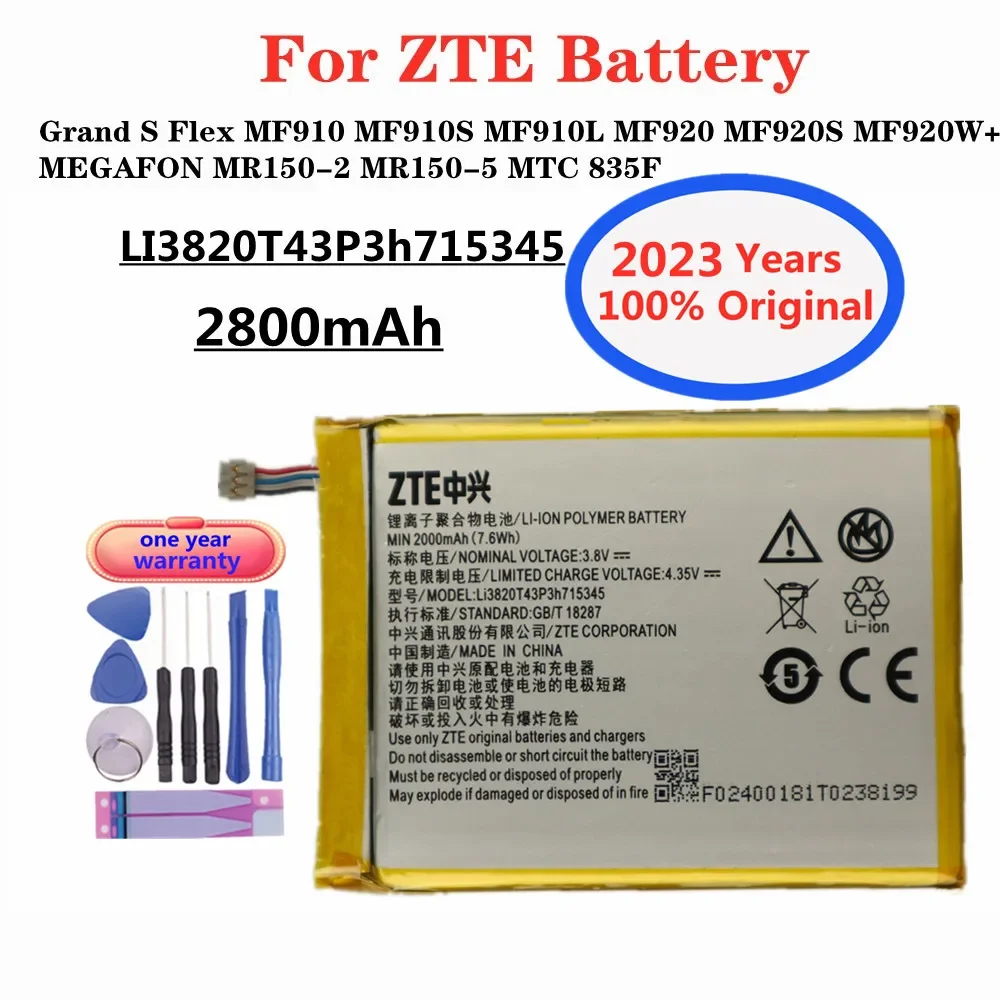 

LI3820T43P3h715345 Original Battery For ZTE Grand S Flex MF910 S MF910L MF920 MF920S MF920W+ MEGAFON MR150-2 MR150-5 MTC 835F