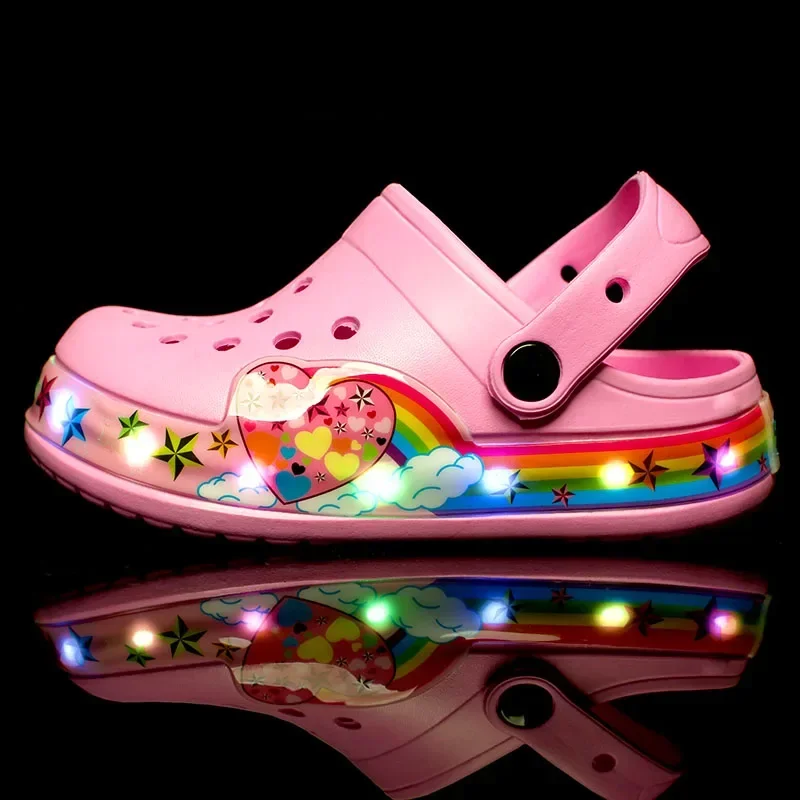 Flashing Sneaker Hole Sandals First Walker Children&rsquo;s Boots Summer Hollow Baby Beach Shoes for Girls Boys