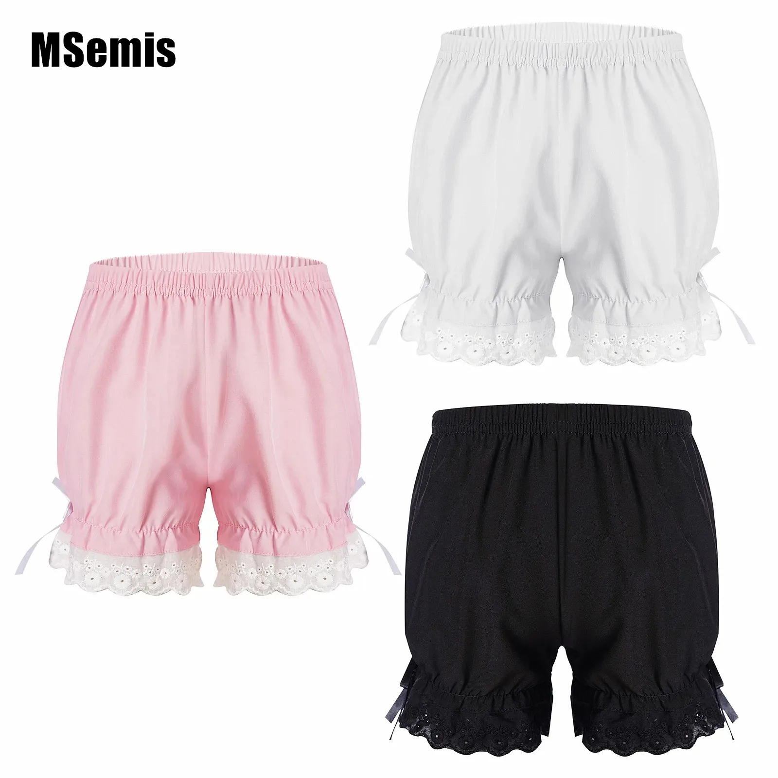 Kids Shorts Kid Girls Lolita Safety Shorts Bow Lace Elastic Style Shorts Waist Bloomers Pumpkin Breathable And Safety
