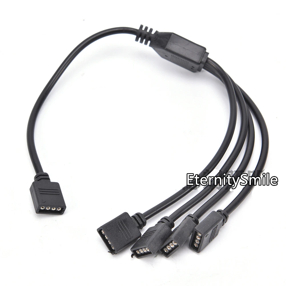 4 Pin RGB Splitter Convert Cable Connector Two Three Four Way Black Cable Connect Wire Adapter For RGB LED Strip Tape Computer