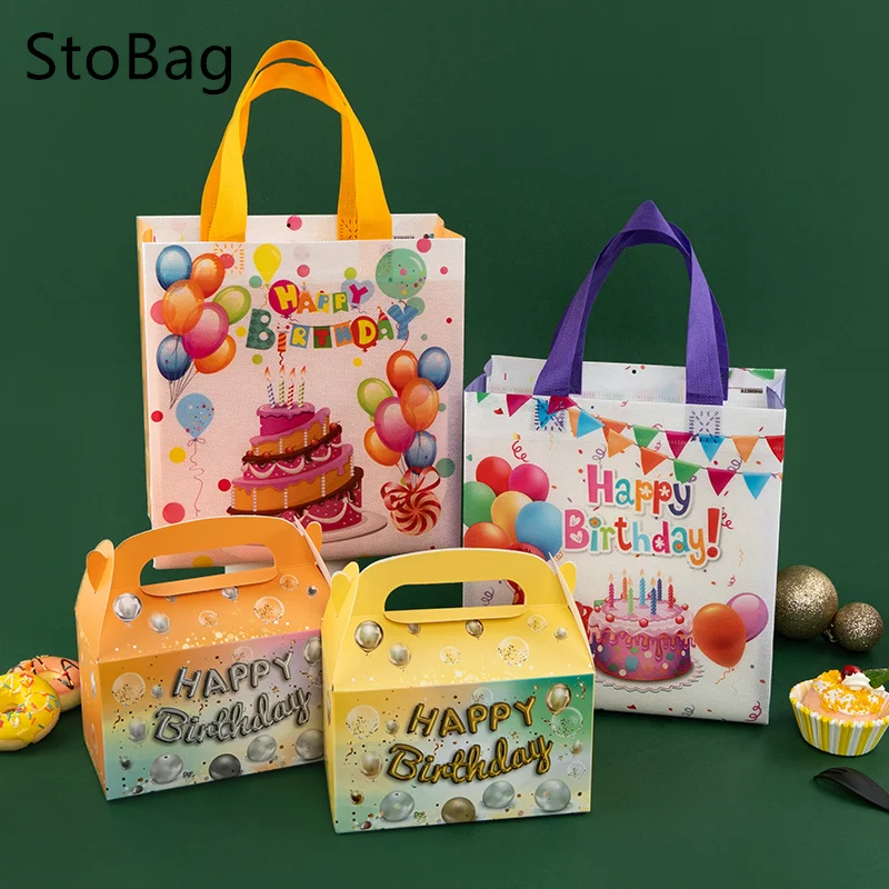 

StoBag Children Birthday Party Gift Tote Box Wholesale Packaging Cake Dessert Kraft Paper Candy Chocolate Cookies Decoration