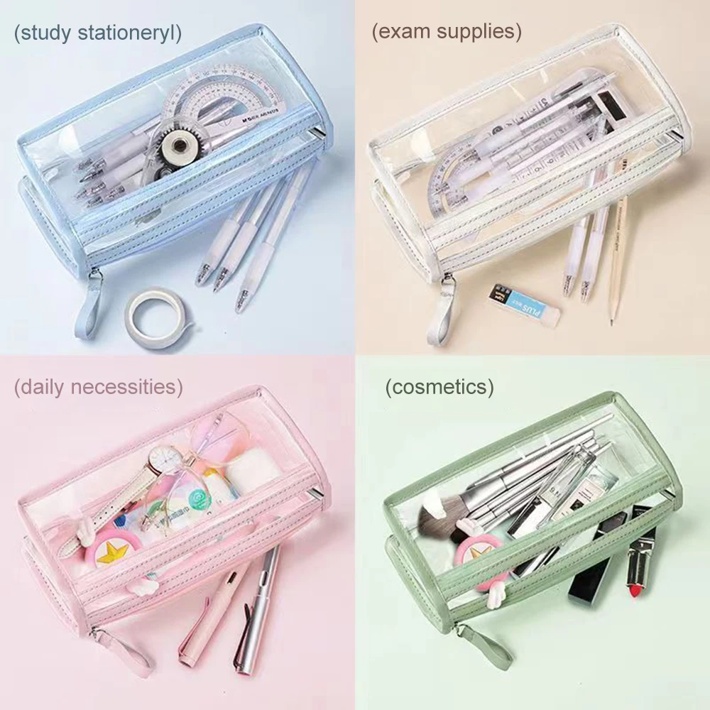Astuccio Trasparente Impermeabile In PVC, Rosa, Per Cancelleria E Trucchi, Scuola E Viaggio - 5