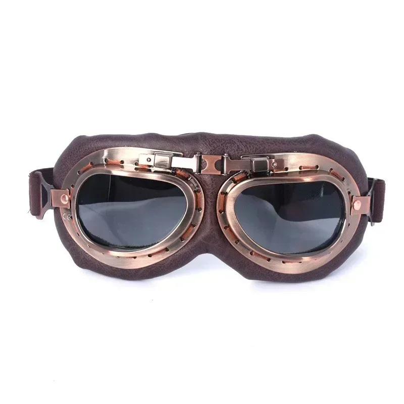 Retro Motorcycle Goggles Glasses Vintage Moto Classic Goggles for Harley Pilot Steampunk ATV Bike Copper Helmet 1Pcs 5