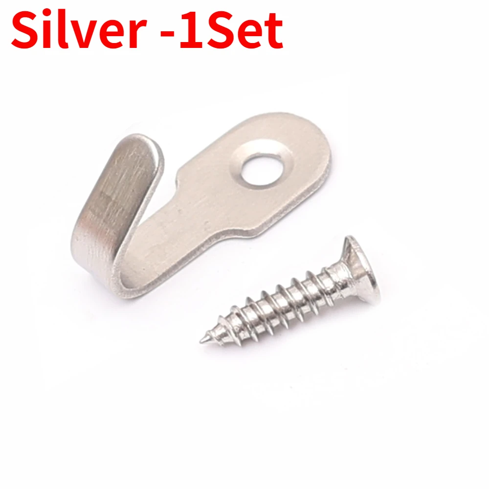 20/1Set Mini J-shaped Hook with Screw Stainless Steel Items Key Rack Wall Punching Hooks Kitchen Accessories Bathroom Hardware