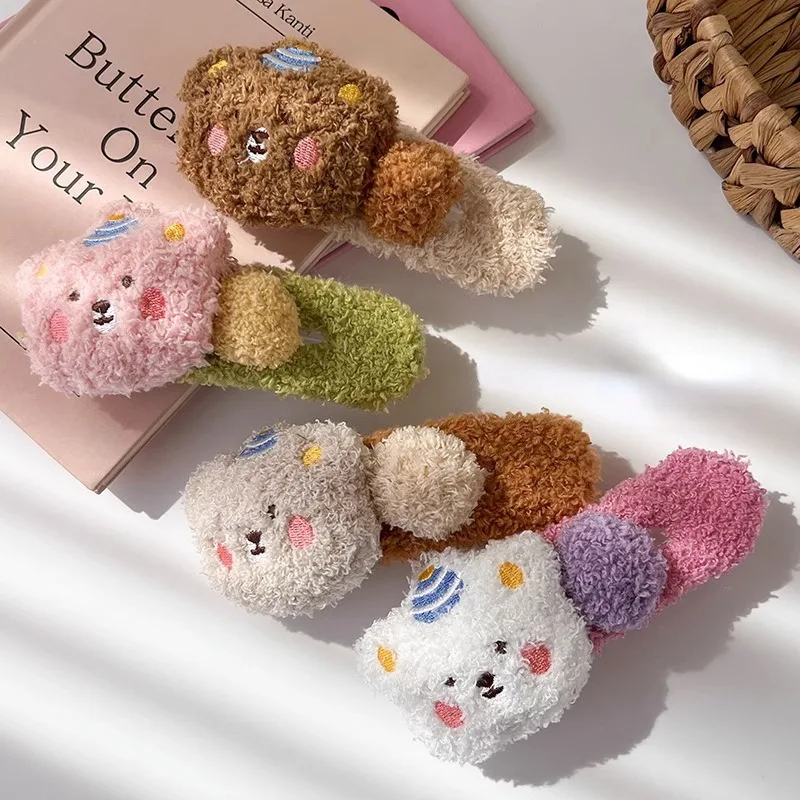 

Colored Lamb Hair 3D Little Bear Duck Billed Clip Sweet Cute Hair Clip Side Bangs Clip Hair Accessories Female