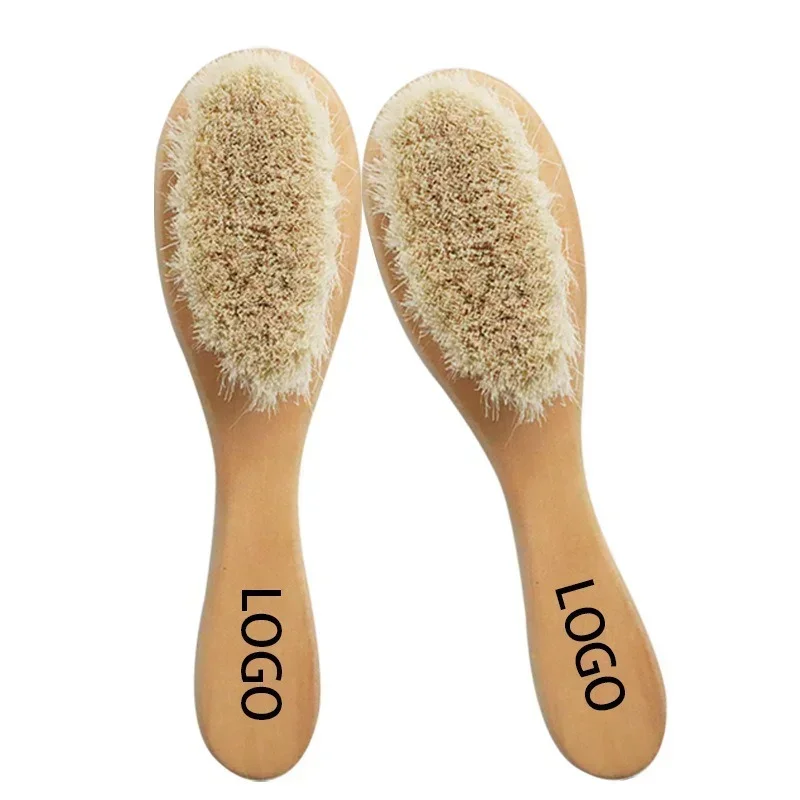New Baby Care Pure Natural Wool Baby Wooden Brush Comb Brush Baby Hairbrush Newborn Hair Brush Infant Comb Head Massager 5