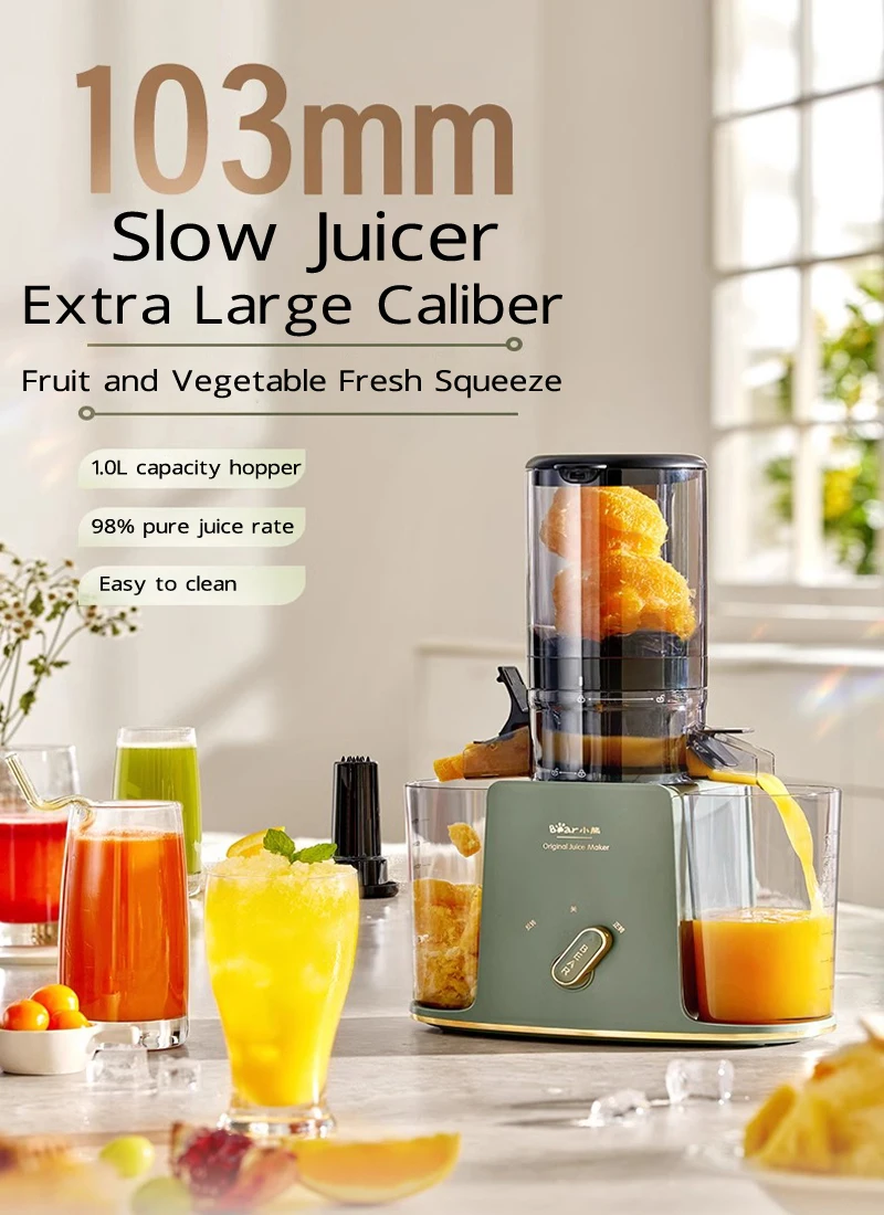 220V Slow Juicer Cold Press Electric Juice Extractor Lemon Fruit Juice Maker Blender Easy Clean Can Make Ice Cream Crushed Ice