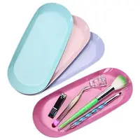 Stainless Steel Nail Tool Storage Tray Solid Color Ellipse Square Shape Nail Art Tools Storage Plate Love Heart Shape 1