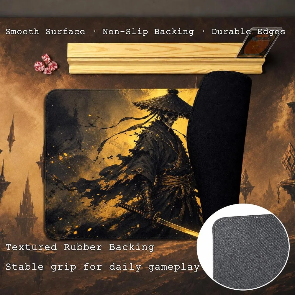 Shadow Samurai Gothic Gaming Playmat – Dark Fantasy Desk Accessory