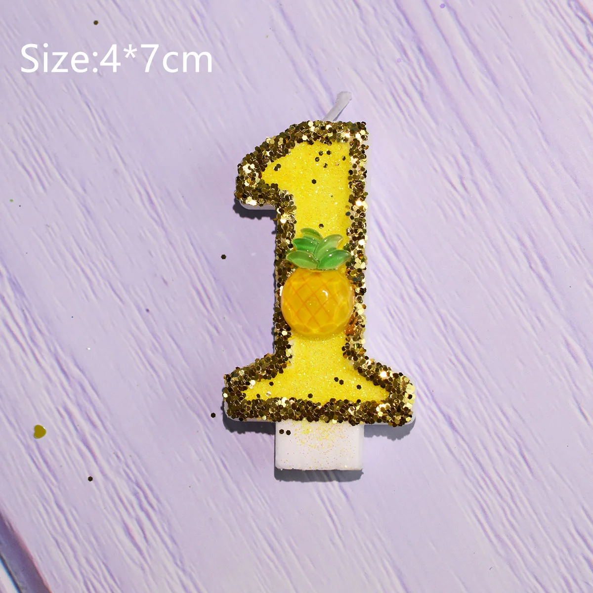 

Yellow Fruit Pineapple Glitter Candle Plug In For Baby Birthday Cake Topper Gift Decoration Children's Day Party Baking Supplies