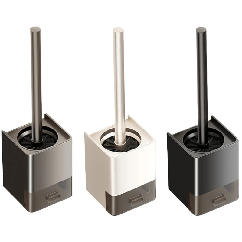 67JE Soft Bristles Toilet Brush & Holder Bathroom Toilet Bowl Brush Wall Mounted Toilet Cleaning Tool Easily to Clean