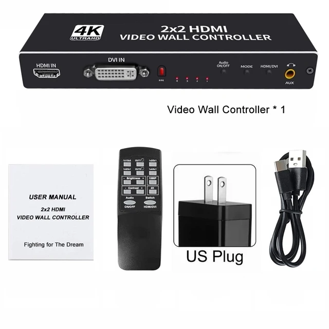 3x3 Video Wall Controller 4K HDMI DVI ingang 1080p 3x3 2x3 2X4 4X2 1X4 TV Wall Controller processor 9 Scherm splicing doos