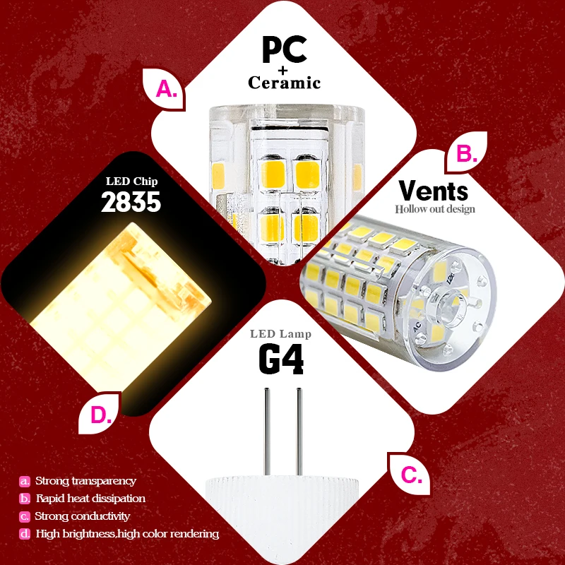 G4 Led 전구 3W 5W 9W AC220V 230V 절약 세라믹 bombilla led 램프 360 빔 각도 할로겐 라이트 스포트라이트 샹들리에 교체