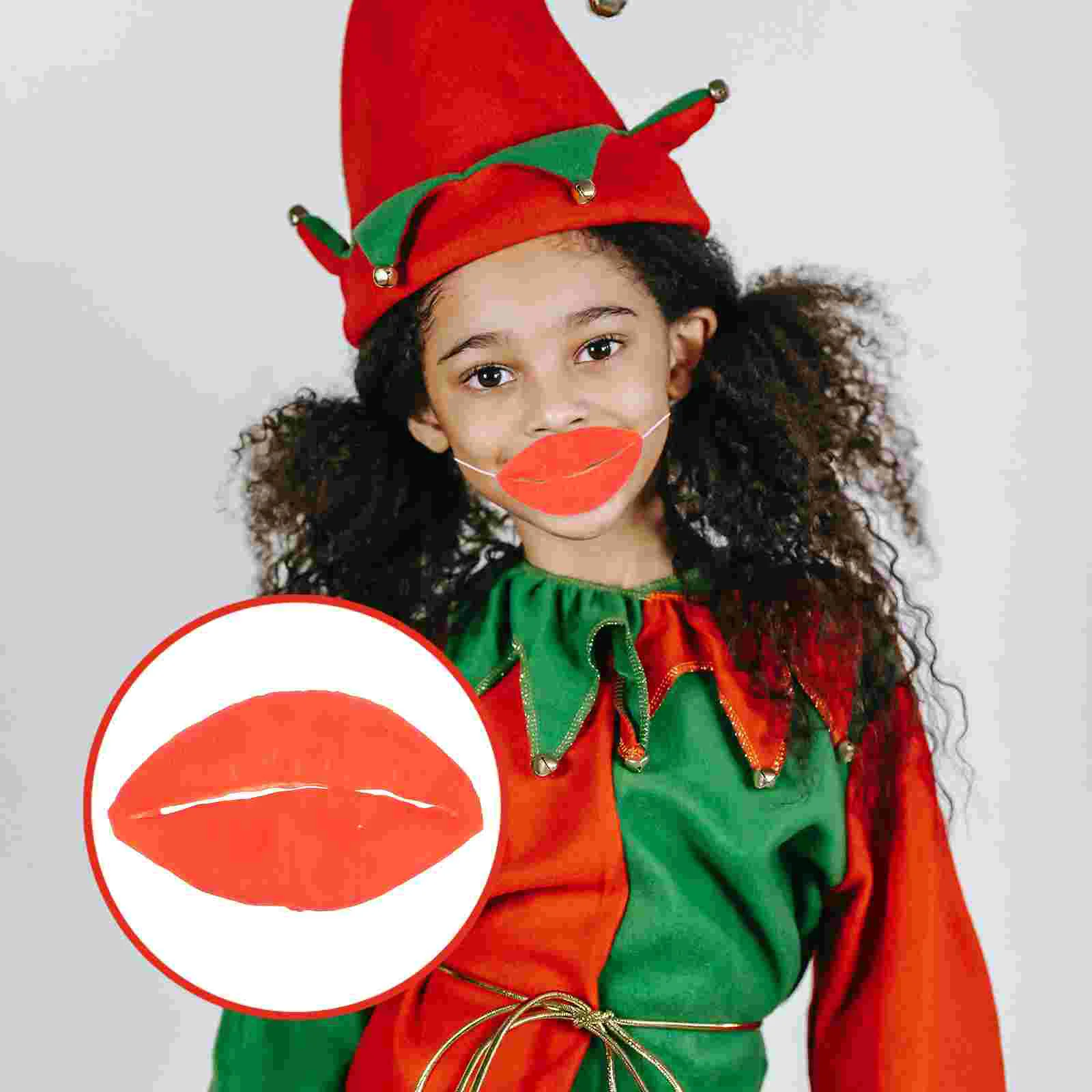 

Halloween Sausage Mouth Decor Funny Red Lips Jokes Props Masquerade Cosplay Party Supplies