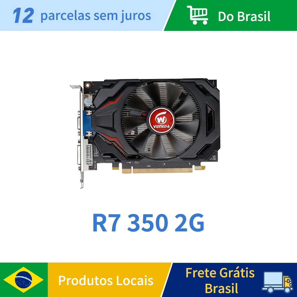 Graphics Card veineda R7 350 2GB GDDR5 graphic card DP DVI port ATI Radeon gaming Refurbished
