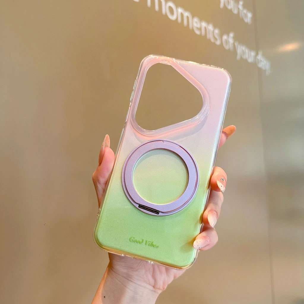 Summer Dopamine Gradient Transparent Border 360° Rotating Stand Phone Case