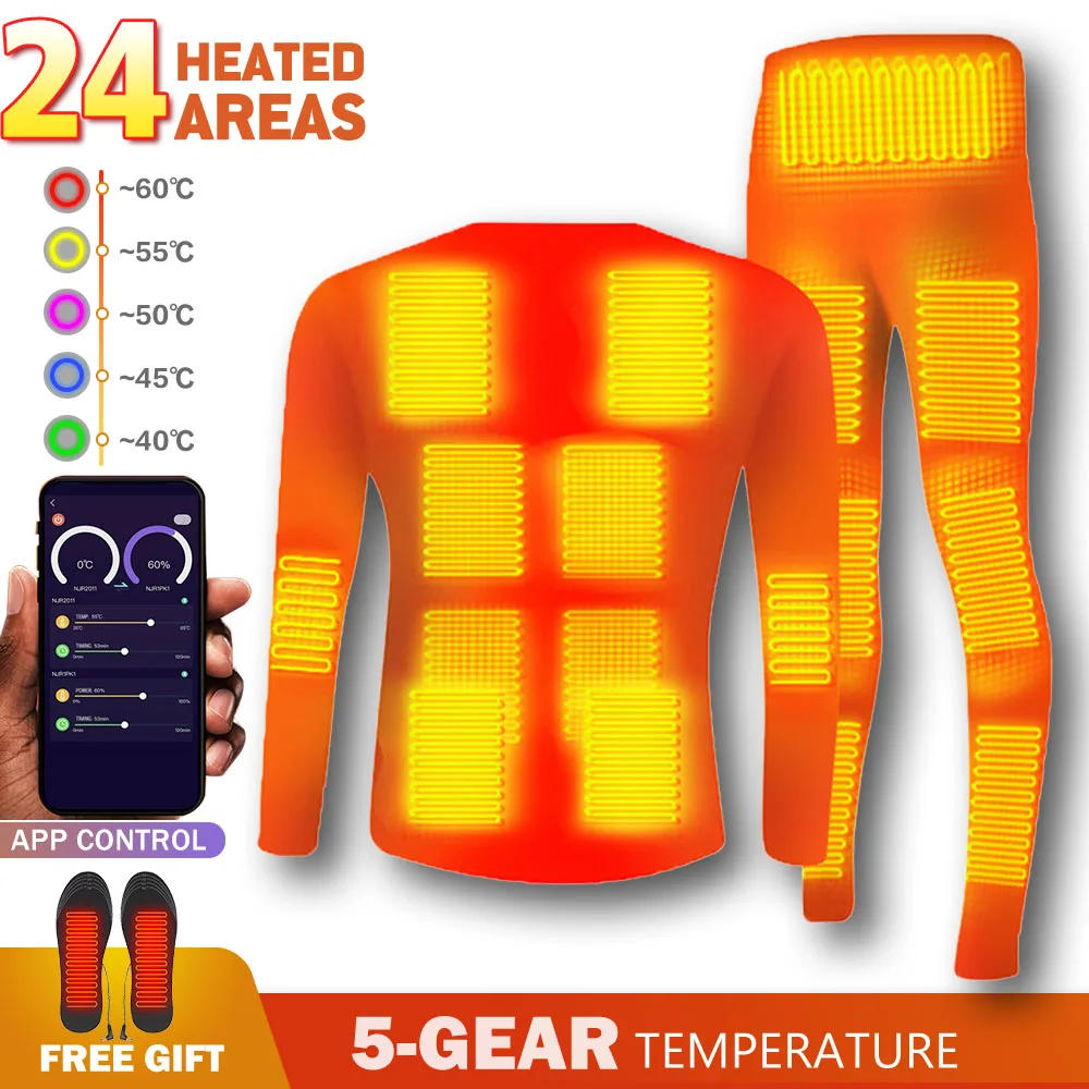 24 Area Heated Thermal Underwear Heating Underwear Suit Heated