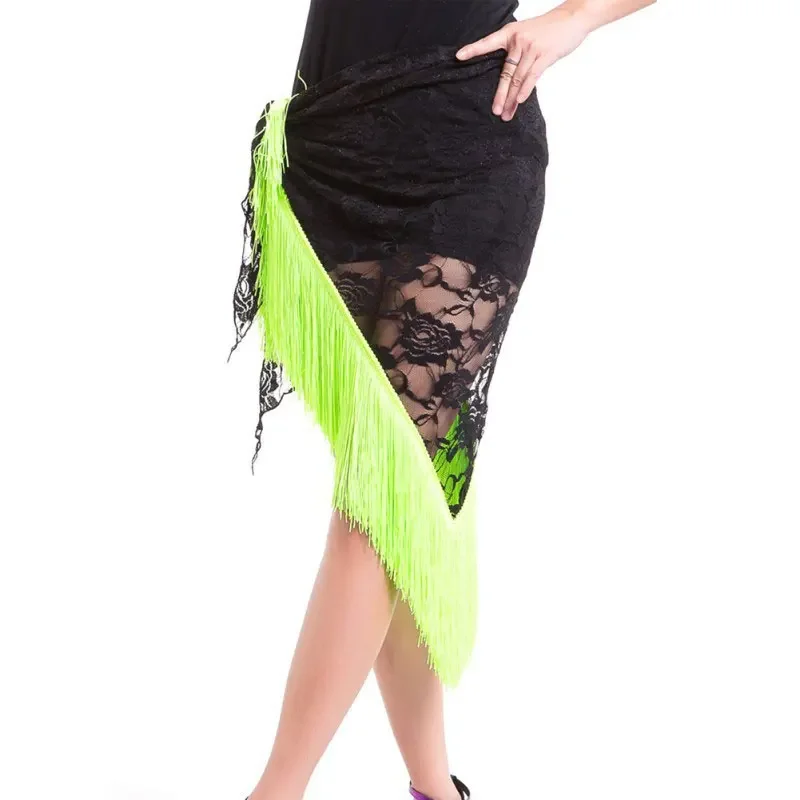 

Sexy Lace Shawl Hip Triangle Towel Latin Dance Tassel Hip Scarf Fringed Waist Belly Dance Hip Triangular Bandage