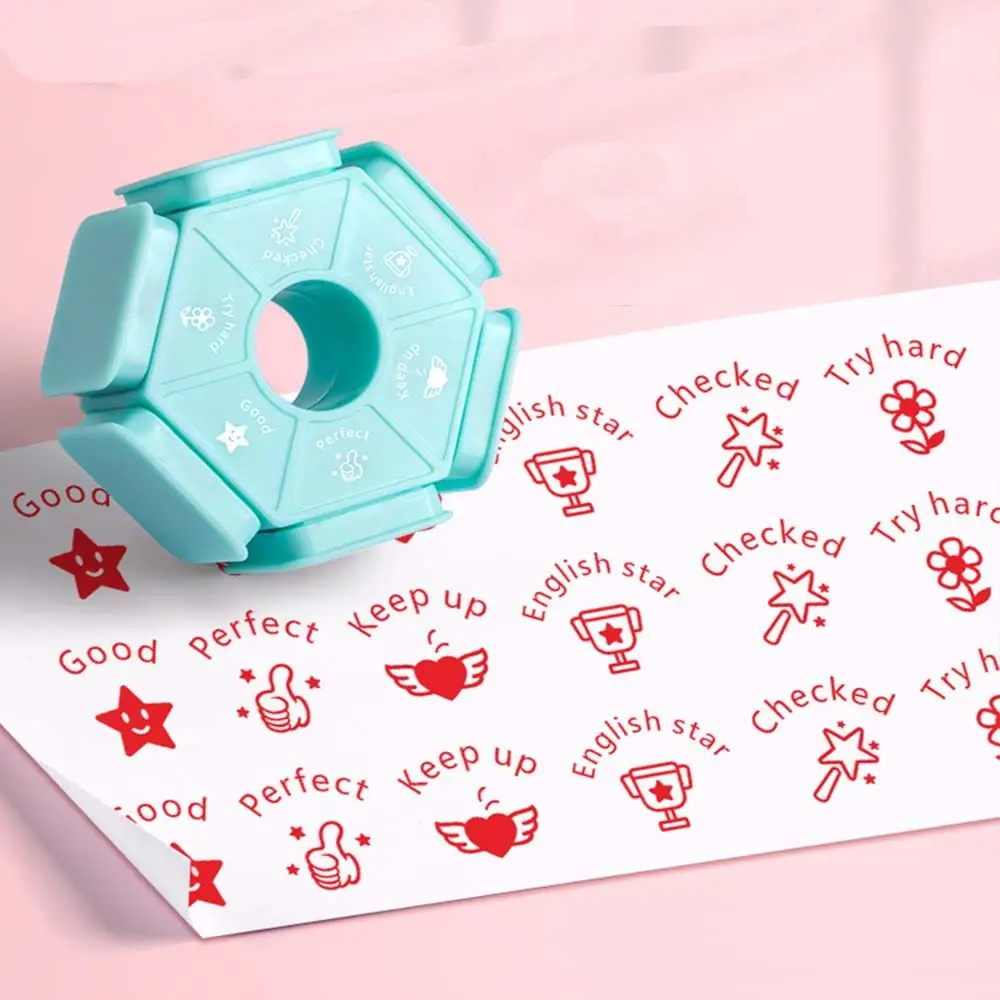 Six-Side Seal Stamp Kids Educational Stamper Early Education Seal Stamp Teachers' Teaching Children's Pinyin Revised self ink stamps