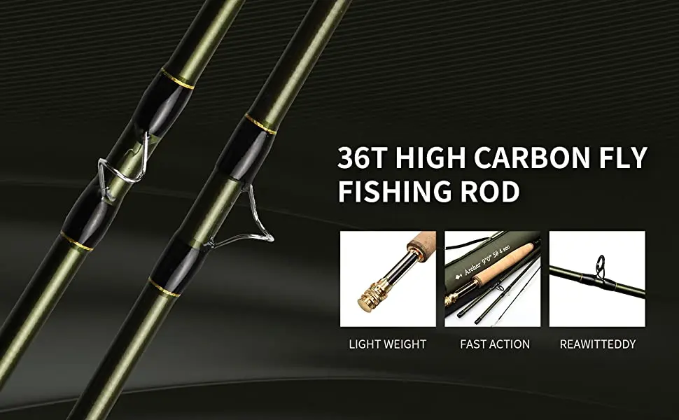 Description Picture 2 of itemANGLER DREAM Archer Fly Fishing Rod, 4 Section Fishing Tools, Fast Action, Graphite IM, 10, 36T Carbon Fiber, Stream Fly Rod
