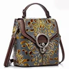 Embossed Genuine Leather Backpack Knapsack Cross body Bags Female Small Daypack Retro Women Shoulder Bag Design Rucksack 3