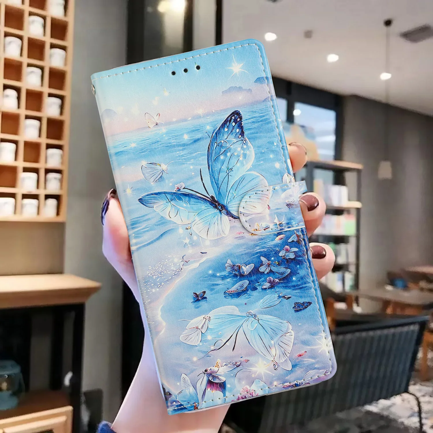 3D Butterfly Flower Leather Flip Phone Case Cover