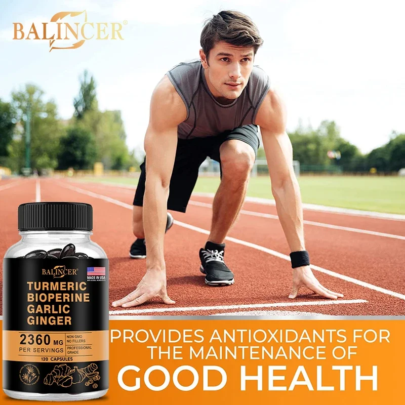 Turmeric Ginger Supplement 4-in-1 2360 Mg with Pepperin Garlic Curcumin Black Pepper For Joint Digestive & Immune Support