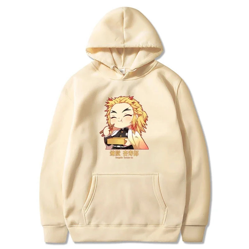 thumbnail image 1 of Sudadera con capucha de manga larga para mujer, suéter con estampado de Anime Demon Slayer, Kimetsu No Yaiba, Rengoku, Kyoujurou, Unisex, Otoño e Invierno, 1 of 3