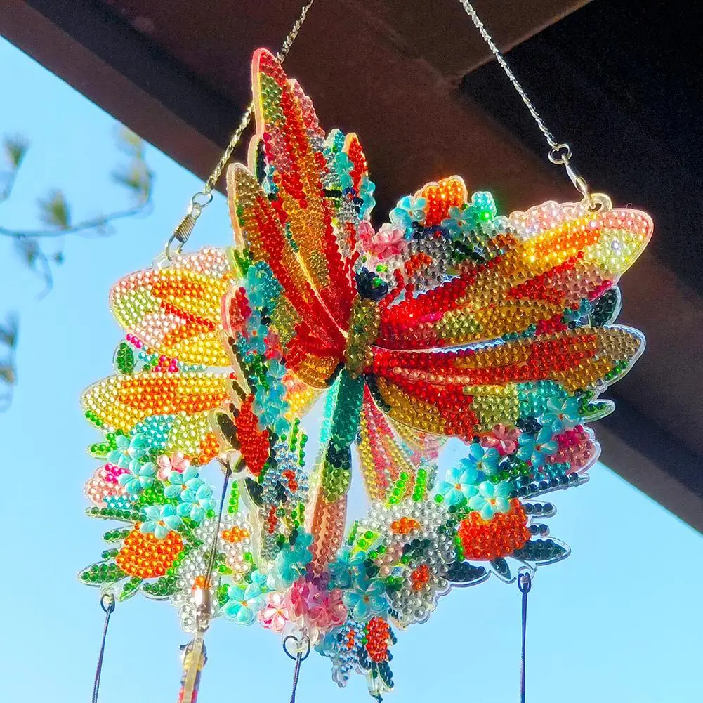 

Подвесные украшения, алмазная точечная картина, подвеска в виде птицы, бабочки, оконные подвески, двухсторонняя ветряная Колокольчик для дома