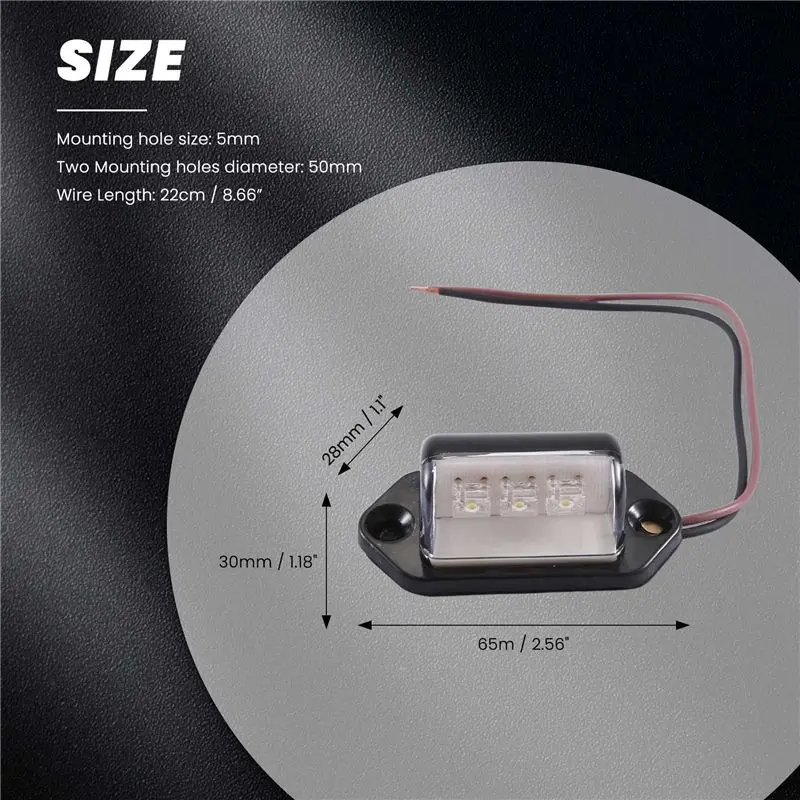 L09A-12/24V 3 LED 번호판등 보트 RV 트럭 트레일러 실내 계단등
