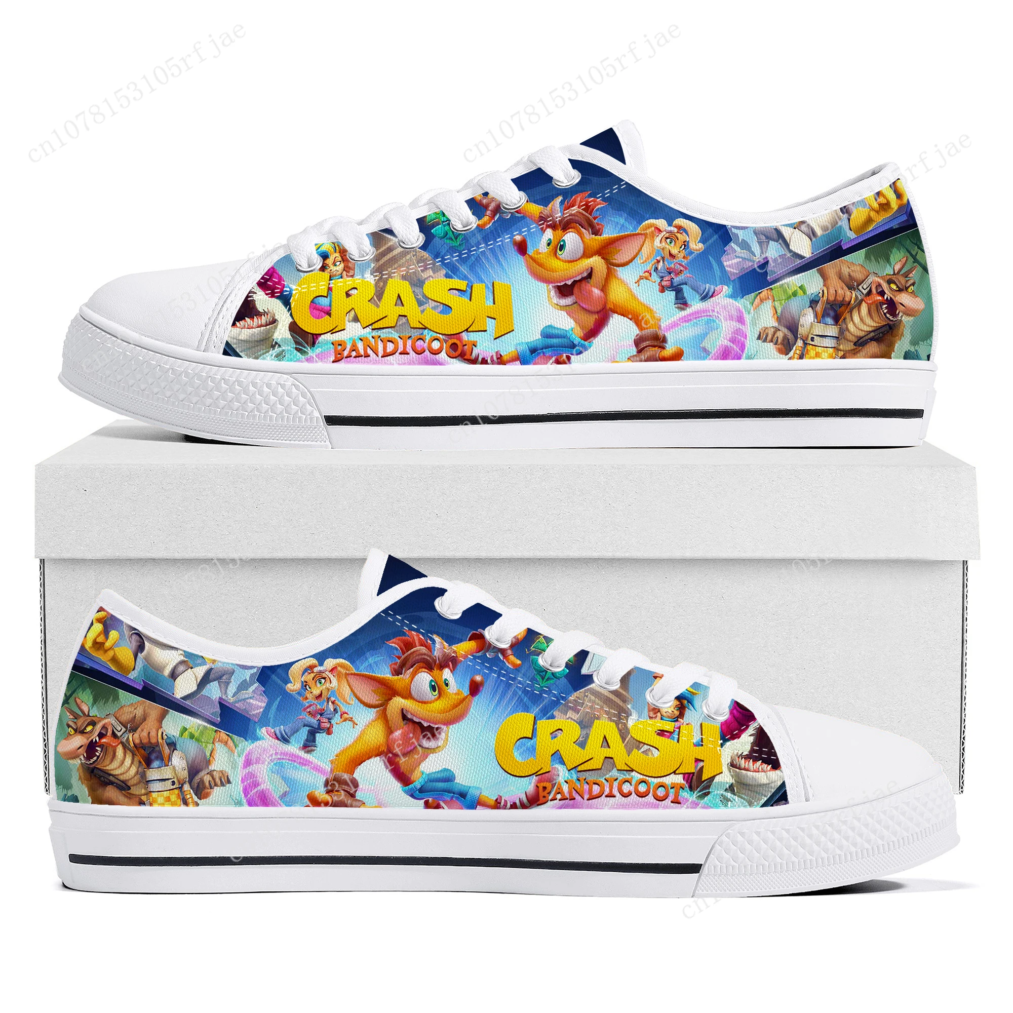 

Crash Bandicoot Low Top Sneakers Cartoon Game Womens Mens Teenager High Quality Canvas Sneaker Couple Fashion Custom Built Shoes