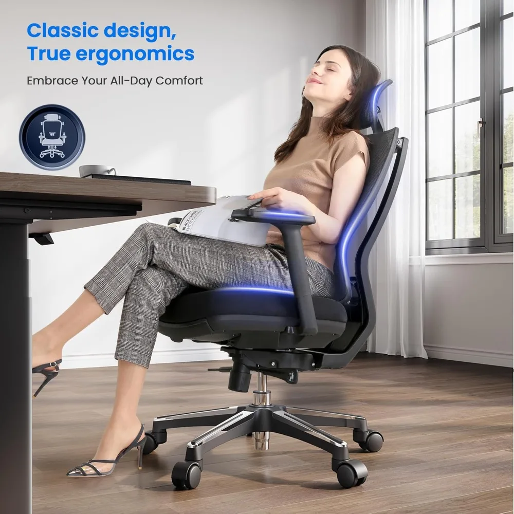 Ergonomic Office Gaming Chair with Footrest, Adjustable 3D Armrests & Lumbar Support, Mesh High Back
