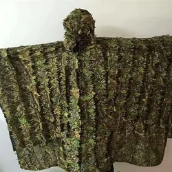 Lifelike 3D Leaves Camouflage Poncho Cloak Stealth Suits Outdoor Woodland CS Game Clothing Hunting Shooting Birdwatching Clothes