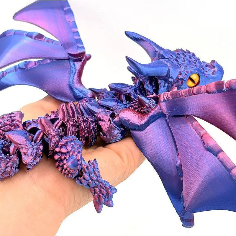 3D Printed Winged Dragon Figurine - Art Deco Resin Sculpture